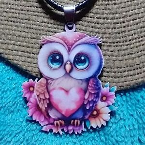 Cute owl necklace floral flowers